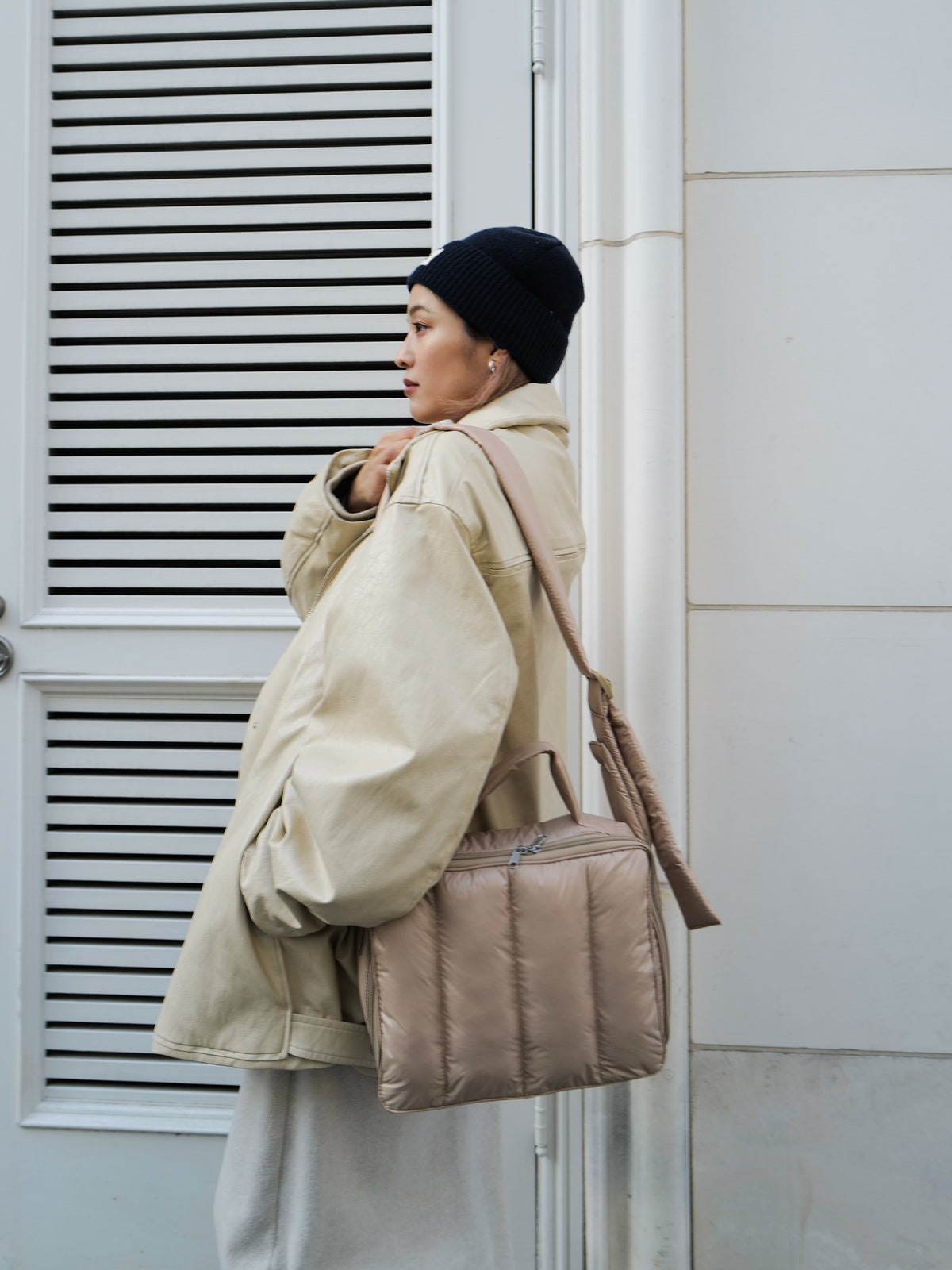 【予約販売限定カラー】quilting mothers pouch bag　-LATTE-