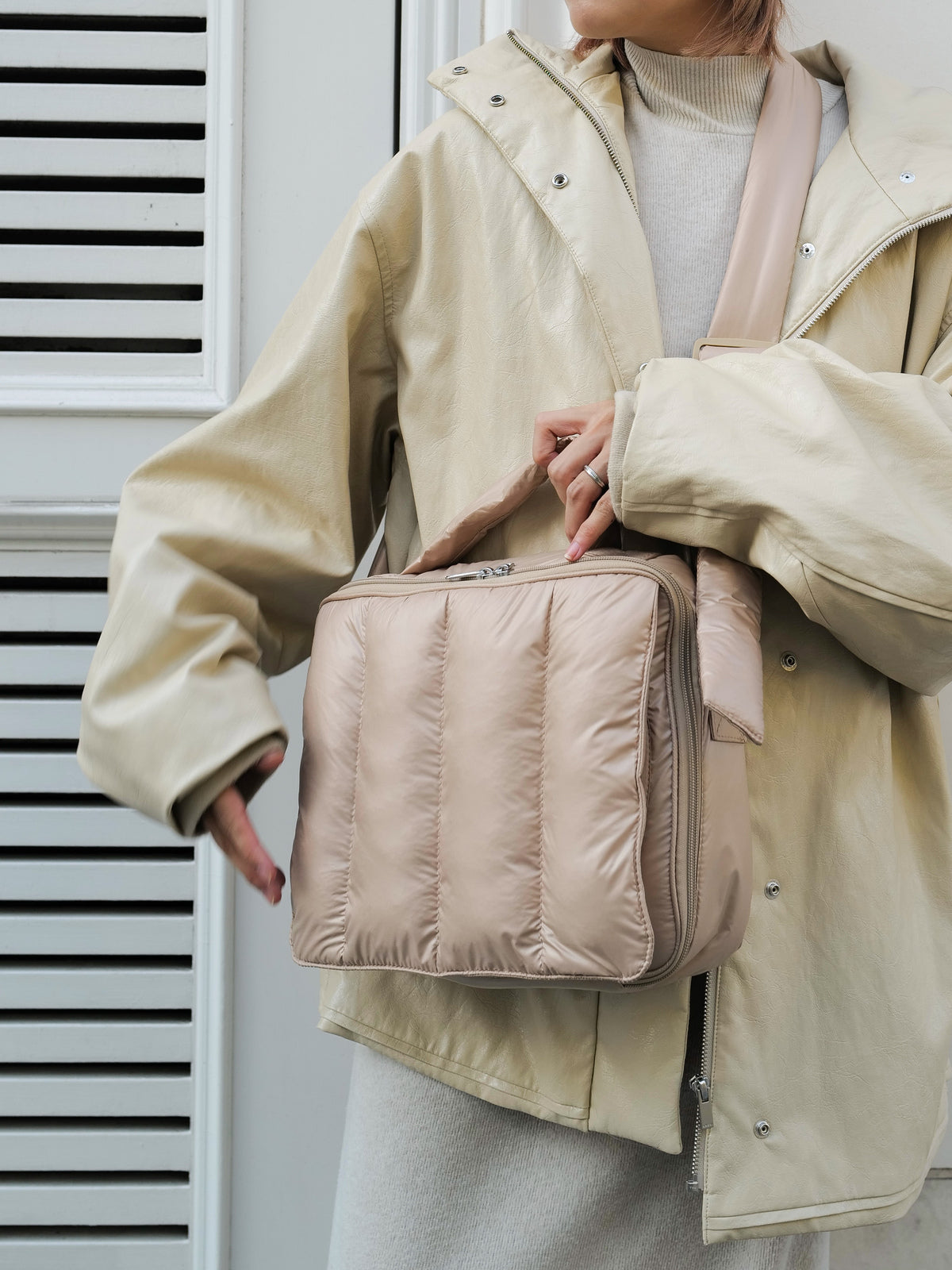 【予約販売限定カラー】quilting mothers pouch bag　-LATTE-
