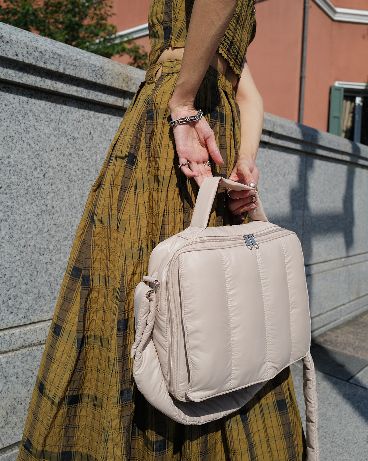 【予約販売限定カラー】quilting mothers pouch bag　-LATTE-