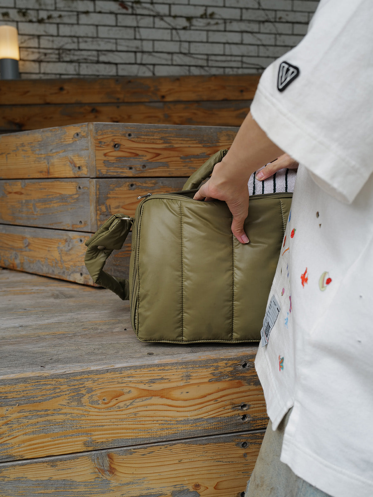 【限定カラー】quilting mothers pouch bag　-KHAKI-