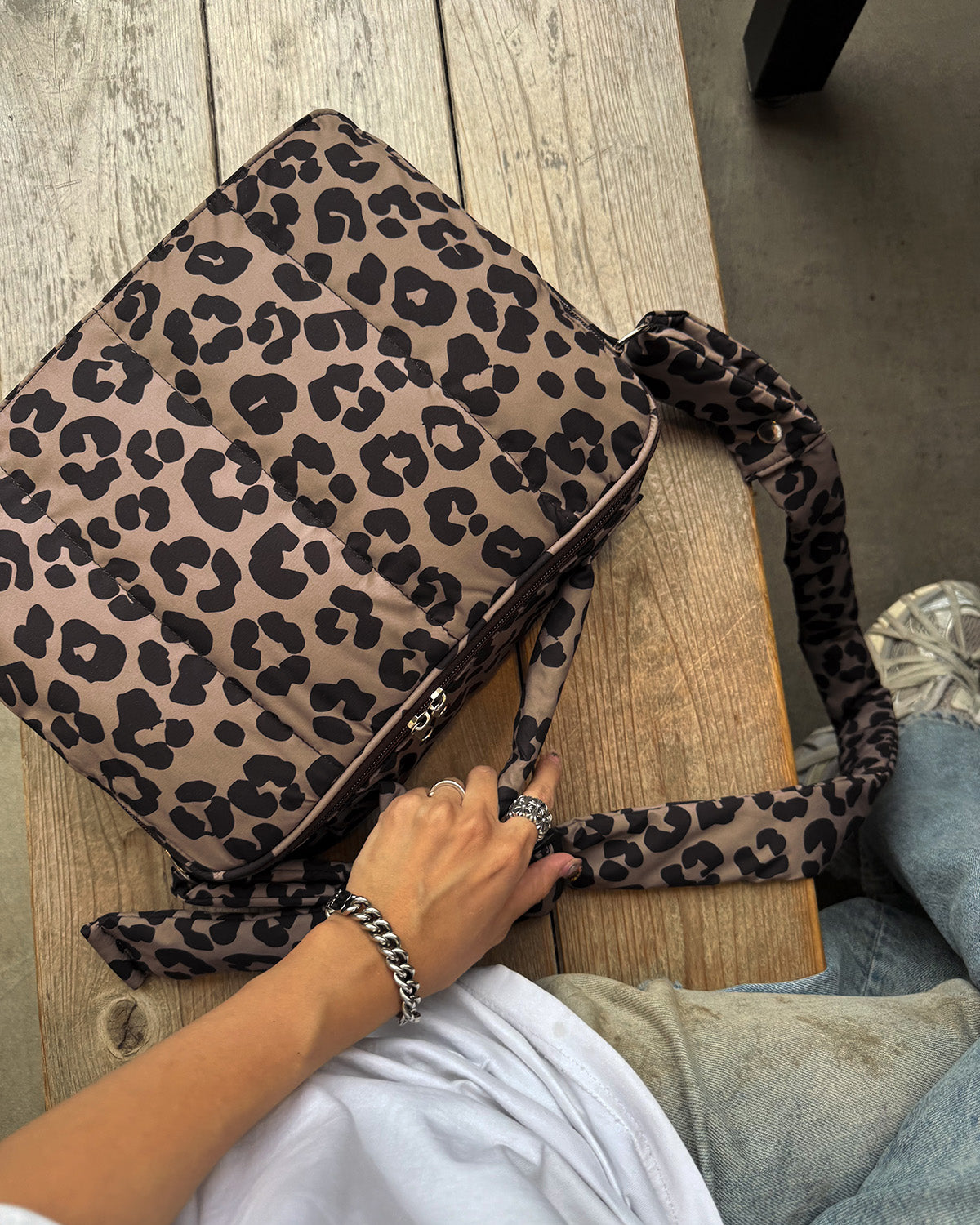quilting mothers pouch bag　-LEOPARD-